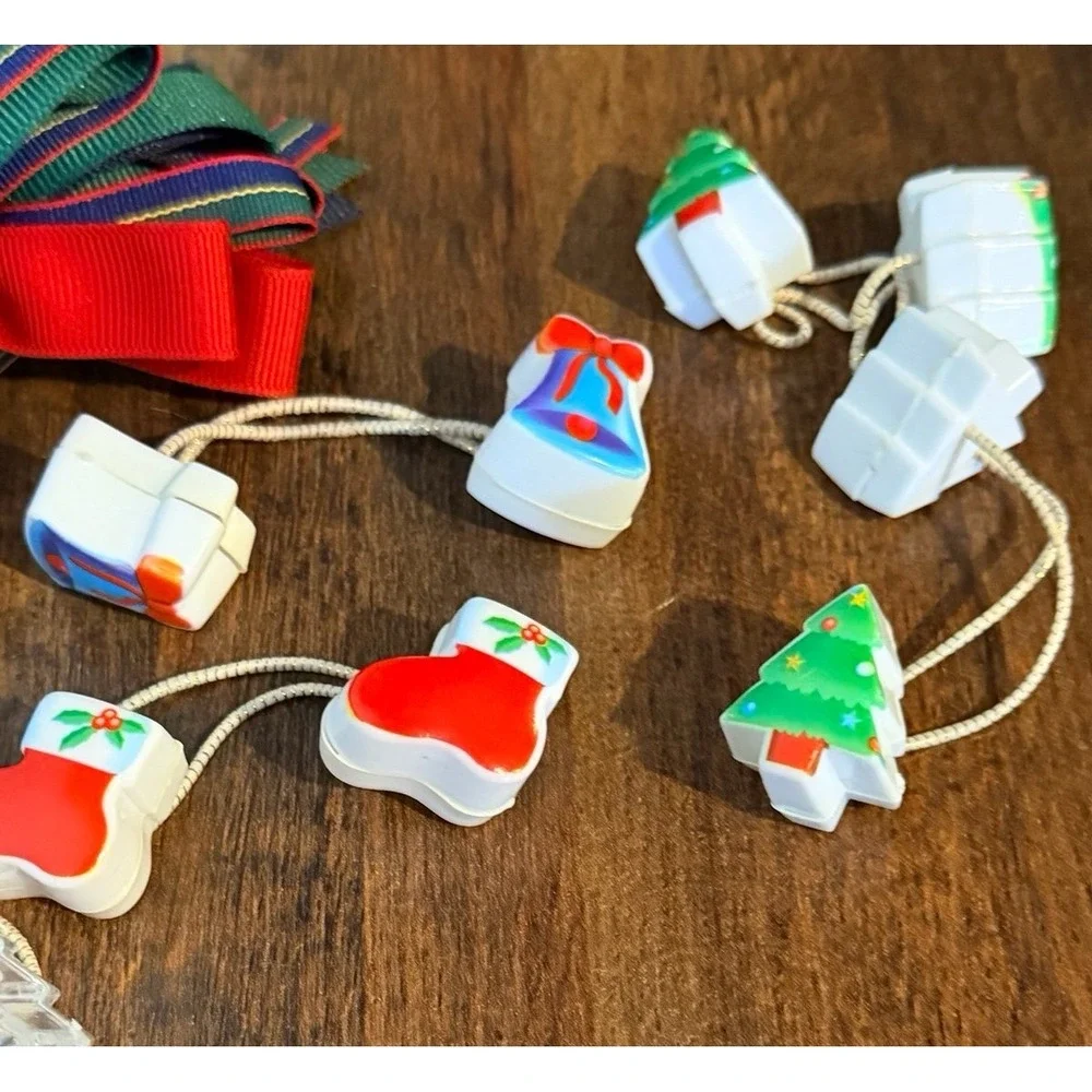 Vintage Christmas themed pony tail holders and barrette